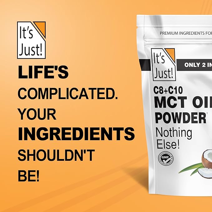 It's Just - MCT Oil Powder w/Prebiotic Fiber (1.5lbs) 70% C8 + 30% C10, Fast Fuel for Body & Brain Health, Keto Coffee Creamer, Non-GMO, Heavy Metal Tested