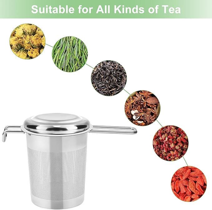 Numola Large Tea Infuser - Stainless Steel Loose Leaf Tea Steeper with Heat Resistant Double Handles, Tea Strainer & Tea Ball for Mugs, Cups & Teapots - Perfect for Home, Office, Coffee