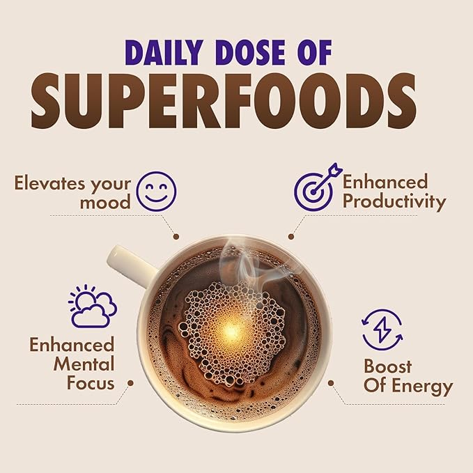 Sollo Super 6 Mushroom Blend Instant Coffee Sticks – 24 Servings | 6 Functional Mushrooms + Vitamins | Medium-Dark Roast 100% Arabica | Freeze-Dried | Single-Serve Sticks