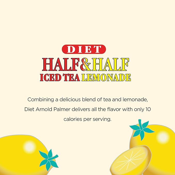 AriZona Diet Arnold Palmer - Half and Half, Big Can, 22 Fl Oz (Pack of 12)