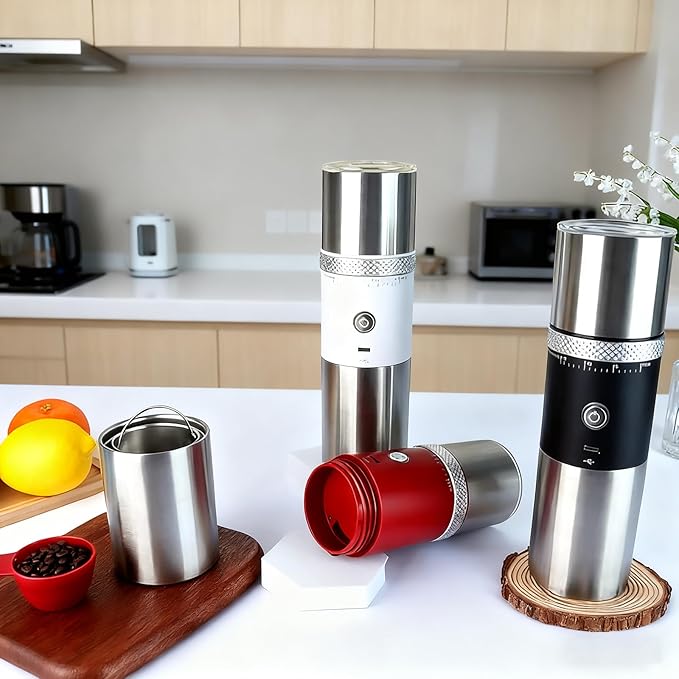 Electric Burr Coffee Grinder,Toycol Portable Cordless Rechargeable Espresso Coffee Bean Grinder,USB Battery Travel Car Coffee Maker with 15 Fine to Coarse Grind Settings for Home Use (Black)