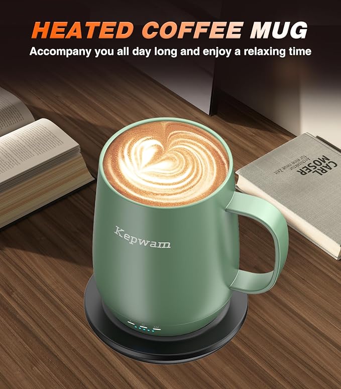 Self Heating Coffee Mug T2, 16oz Smart Heated Coffee Mug, 150 Min Battery Life - Hot up to 149℉ Temperature Control Coffee Mug Warmer, Gifts for Dad Mom (No APP)