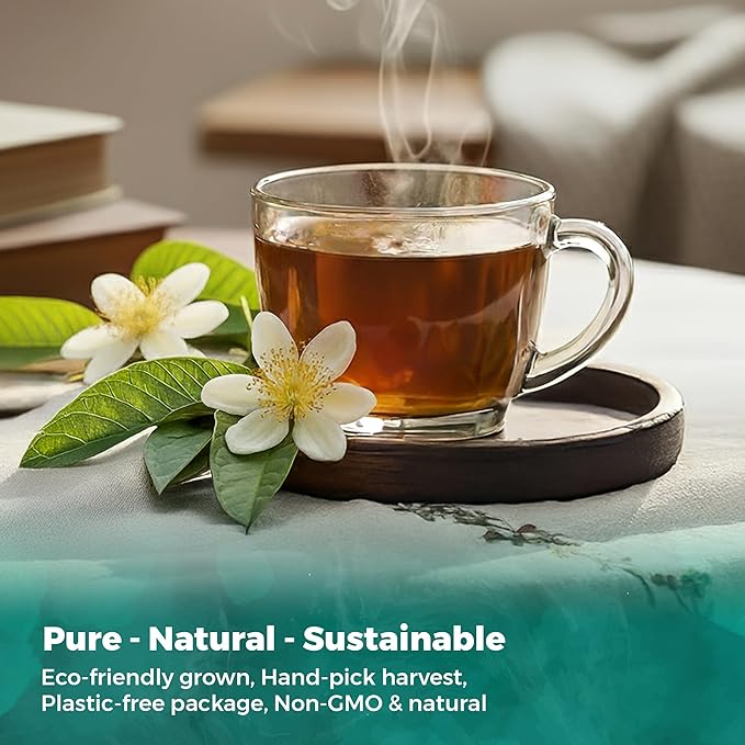 USA Fresh Guava Leaves Tea, Natural and Pure, All-Natural Herbal Tea from Handpicked Guava Leaves, No Additives or Preservatives, Grown and Packed in USA (30 Leaves)
