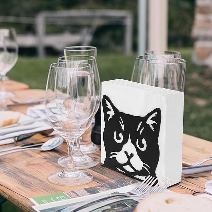 Napkin Holder for Table, Metal Napkin Holders for Kitchen Dining Farmhouse Cocktail Picnic Bar Rustic, Modern Napkins Holder for All Dining Room Decors (Cat), Christmas Decoration Gifts