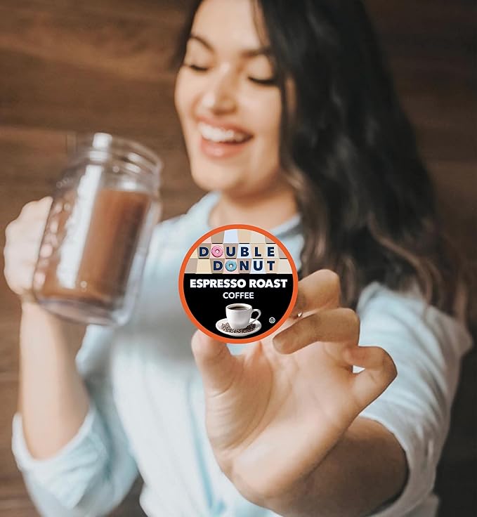 Double Donut Coffee Espresso Roast Blend in Recyclable Single Serve Espresso Pods for the Keurig K Cup Machine, 24 Count (Pack of 3)
