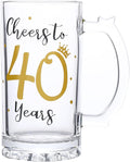 40th Birthday Gift，Men and Women Cheering 40th Birthday Beer Mugs，Cheers to the 40th Anniversary Beer Glass，40th Birthday Party Wedding Anniversary Decorative Gift, 18 Ounce (Cheers to 40 Years)