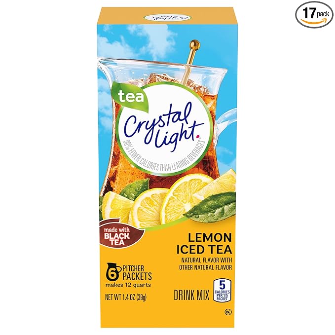 Crystal Light Lemon Iced Tea Drink Mix, 12-Quart Canister (Pack of 17)