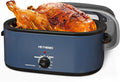 Roaster Oven 28 Quart, Electric Roaster Pan with Visible & Self-Basting Lid, Large Stainless Steel Electric Turkey Roaster Oven Defrost Warm Function, Removable Pan Rack, Fits Turkeys Up to 30LB, Blue