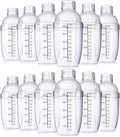 Lallisa 12 Pcs Plastic Cocktail Shaker Drink Mixer with Scales and Strainer Top Clear Shaker Cup with Measurement Plastic Bar Mixing Tool for Tea Coffee Bubble Tea Milk(550 Cc/ 19 oz)