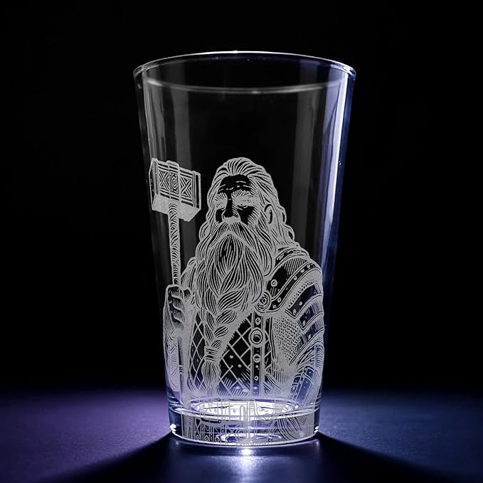 GIMLI Engraved 16oz Pint Glass | Inspired by Tolkien Power Ring and Middle Earth | Great Christmas Gift Idea | Unique Elvish Fantasy Wizard Fantasy Decor!