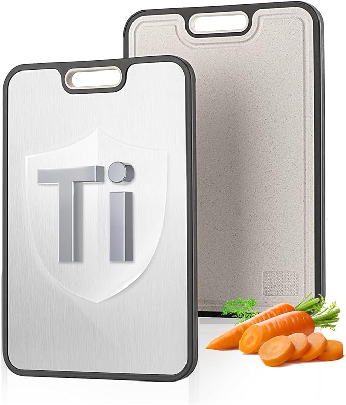 FIRE HIVE Kitchen Universal High Strength Pure Titanium & Platycodon PP Material Double sided cutting board,Suitable for non-toxic cutting boards with juice troughs for home and kitchen use