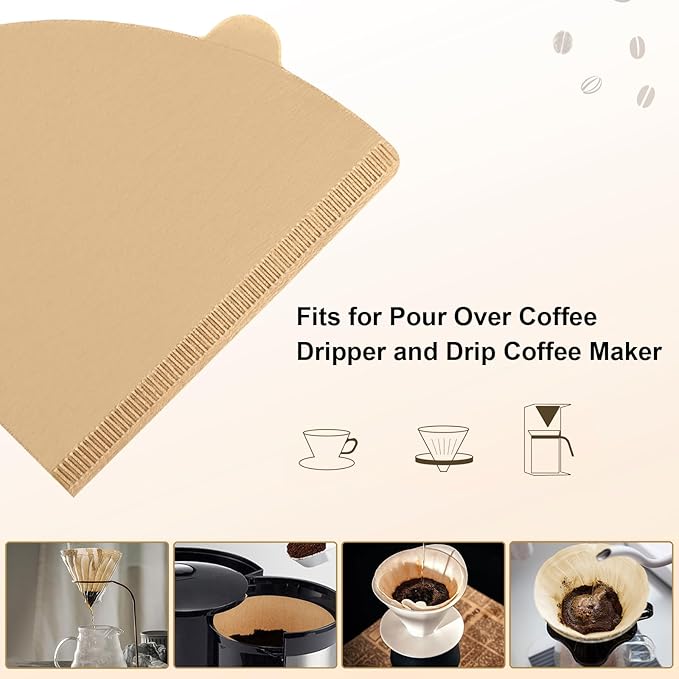 200 Count Coffee Filters 2, Cone Coffee Filters Size 02, Natural Unbleached Pour Over Coffee Filter 2-4 Cup, Disposable Coffee Filter Paper for V60 Pour Over Coffee Dripper and Drip Coffee Maker