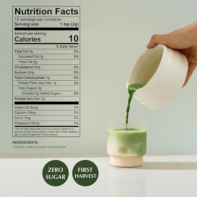 Encha Ceremonial Grade Matcha Powder, Organic First Harvest Japanese Matcha Green Tea, Matcha Tea From Uji, Japan (30g/1.06oz)