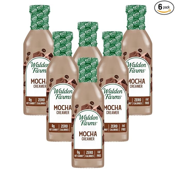 Walden Farms Mocha Coffee Creamer – Zero Calorie, Sugar Free, Keto & Fat Free Non-Dairy Creamer for Coffee & Espresso – 6-Pack, 12 oz Bottles