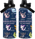 Axolotl Gifts, 32 oz Insulated Water Bottle, Double Wall Vacuum Stainless Steel Water Bottles, Cute Axolotl Water Bottles for Sports Travel, Gifts for Girls Women (1pcs)