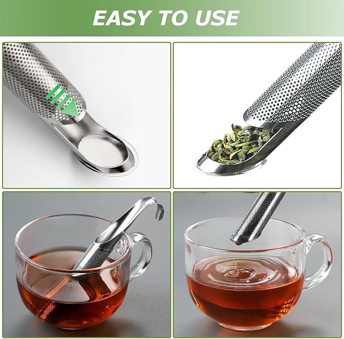 2 Pack Tea Infuser, Fine Mesh Tea Infuser for Loose Leaf Tea, Stainless Steel Strainer with 2 Brush and Clip for Loose Leaf Tea