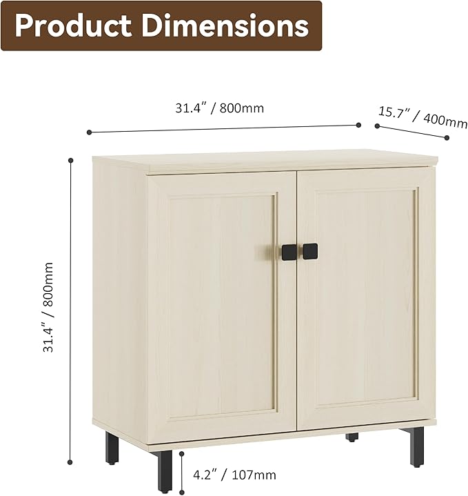 Multifunctional Buffet Sideboard Cabinet Farmhouse Modern Storage Cabinet with Adjustable Shelves for Kitchen, Coffee Bar, Living Room, Beige