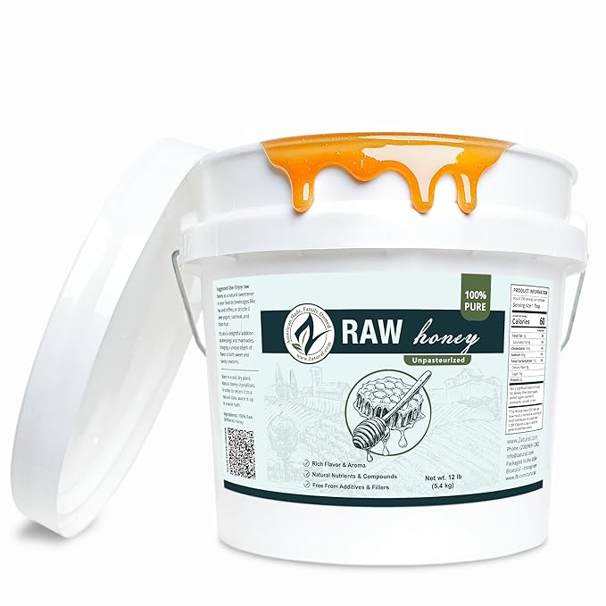 Zatural 100% Pure Natural Honey | Premium Unfiltered Sweetener & Food Ingredient | Ideal for Beverages, Baking & Culinary Use ~1 Gallon (12 Pounds)
