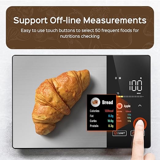 Smart Nutrition Food Scale with App Sync, Tracks 23 Nutrients (Calories Carbs Protein Fat), Digital Kitchen Scale for Weight Loss & Meal Prep, with High-Definition Touch Color Display Screen
