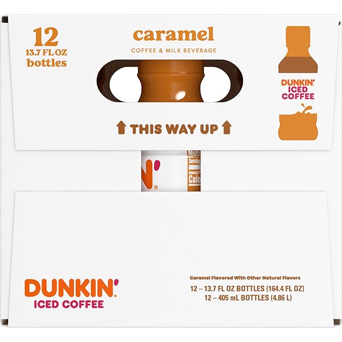 Dunkin' Iced Coffee Caramel Bottles, 13.7 fl oz, 12 Pack