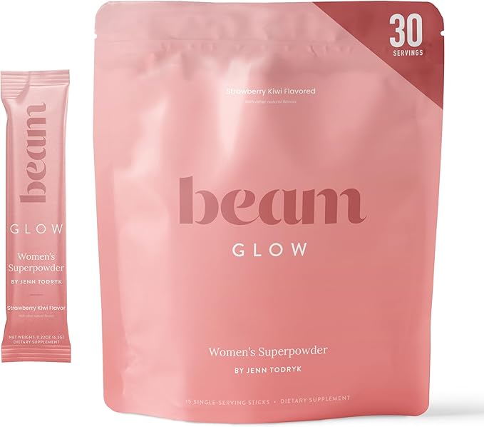 Beam Glow, Hormone Balance for Women, Cortisol Support for Women, Thyroid Support Powder with Selenium, Bromelain and Chasteberry, PMS Relief, Hair Skin & Nails, Health and Wellness Gift, 30 Servings