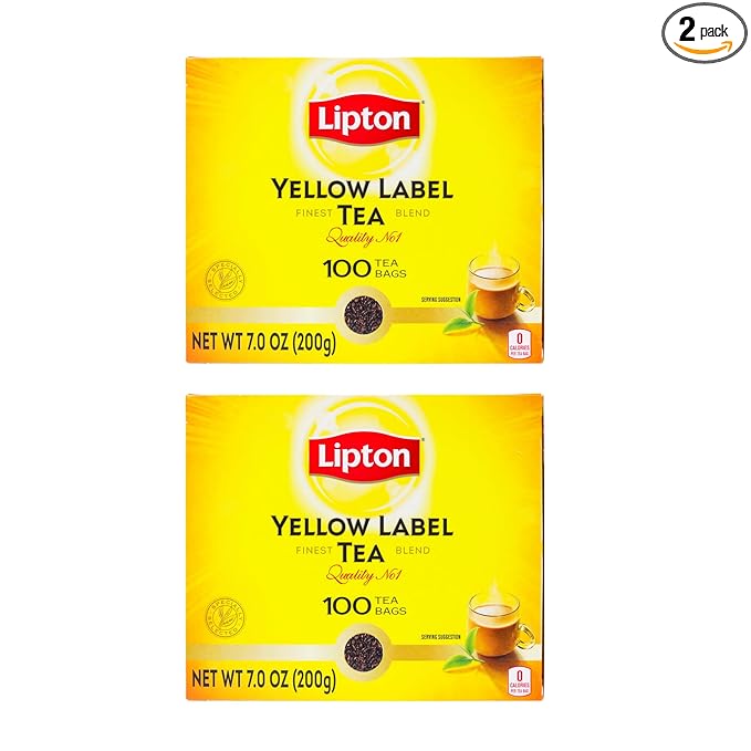 Lipton Yellow Label International Blend | Black Tea | Premium Tea | Lipton Tea Bags | 200 Grams (Pack of 2)