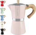 Mongdio Stovetop Espresso Maker Moka Pot, Cuban Coffee Maker Stove top coffee maker Moka Italian Espresso Greca Coffee Maker Brewer Percolator, 9 Espresso Cups, 15 oz - Pink