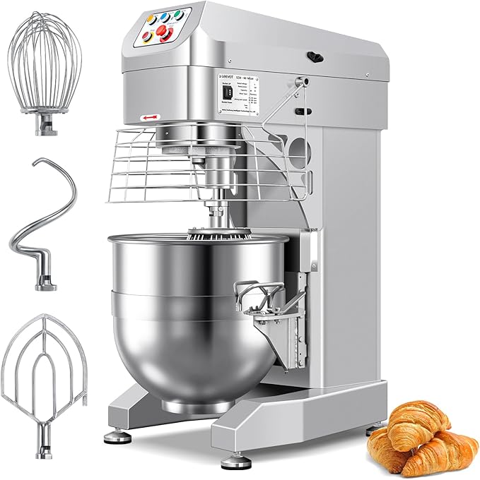 60Qt Commercial Food Mixer, Commercial Dough Mixer 3000W 3-Speed Adjustable, Heavy Duty Electric Stand Mixer with Stainless Steel Bowl for Kitchenaid and Pizzeria, 220V