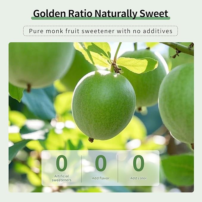 Monk Fruit Sweetener with Erythritol & Steviol Glycosides - 0 Calorie, 0 Net Carb, 0 Glycemic Sugar Substitute - Keto Approved, Plant-Based Natural Sweetener for Baking, Coffee & Cooking (1LB)