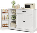 Ahomly Buffet Cabinet with Storage - 42'' Large Kitchen Storage with Shelves and Doors, Modern Coffee Bar Cabinet for Kitchen, Dining Room, Living Room, White
