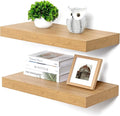 Deep Floating Shelves | 24 Inch Oak Floating Shelves Set of 2 | 12 Inch Deep Rustic Wood Shelves for Wall | 24" W x 12" D Oak Shelves for Living Room Bathroom Laundry Room Kitchen