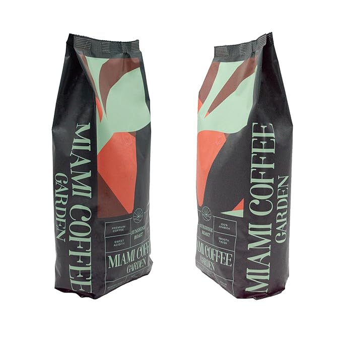 Miami Coffee Garden Sunshine Roast, Brazilian Premium Coffee, Rich and Balanced, 100% Arabica Beans, Low Acid, Single Origin Finest Coffee, Whole Beans, 2 Lb Bag
