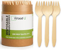 Mini wooden spork disposable Perfect for Dessert, Appetizers, Cocktails, Eco-Friendly spork wood for sample & tasting, Biodegradable & compostable | 100% All-Natural - Pack of 100-4” by WoodU