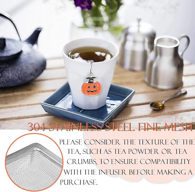 Cube Tea Infuser Set, 2 PCS TeaStrainers for Loose Tea, Halloween Theme Charm Pendant Tea Steeper, Tea Ball with Pumpkin & Ghost Pendant