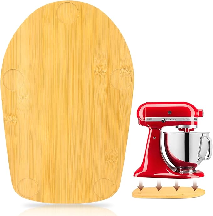 Mixer Slider Compatible with 4.5-5 QT Kitchen Aid Stand Mixers, Kitchen Countertop Storage Mover Sliding Caddy Mixer Slider Mat for Kitchen Aid Stand Mixer Accessories Attachment (Bamboo - Natural)