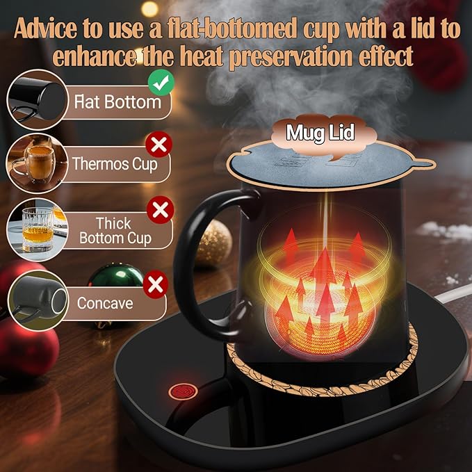 Coffee Warmer for Desk Auto Shutoff, Coffee Mug Warmer for Desk with 3 Temperature & 8 Hours Auto Shut Off