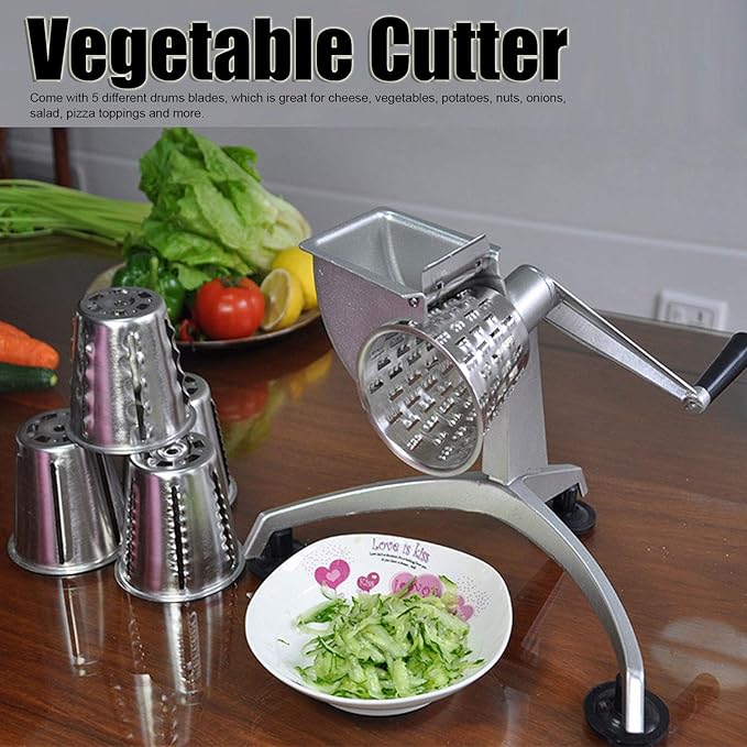 Grer Vegetable, Yctze 37 * 26 * 12 Multi Functional Hand Crank Vegetable Cutter Grater Food Processors with 5 for Kitchen