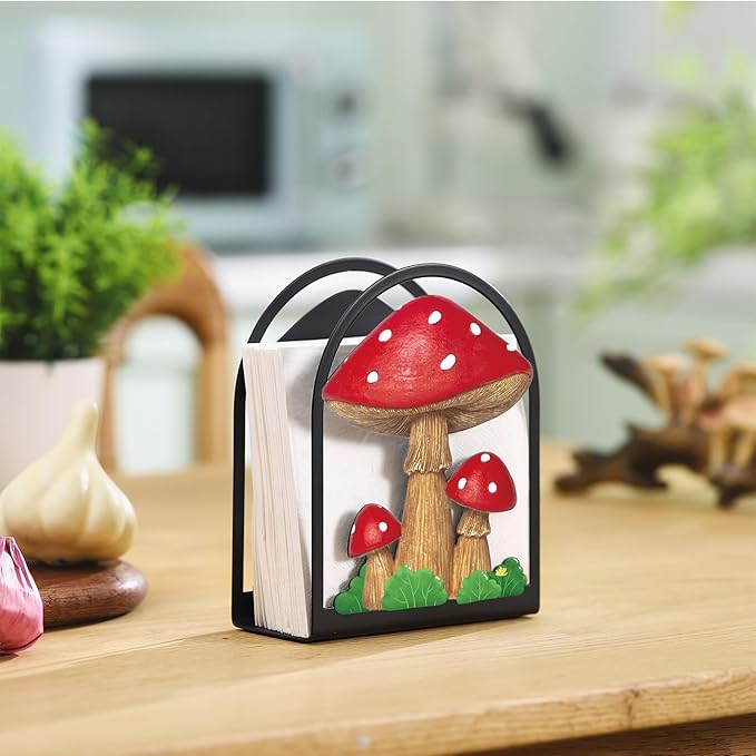 Mushroom Paper Towel Holder Napkin Holder Tabletop Tissue Stand Countertop Decor for Kitchen Rustic Farmhouse Napkin Accessories Country Decor