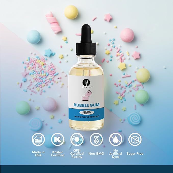 Dolce Foglia Oil Soluble Bubble Gum Extract - 2 Oz. - Sugar-Free, Zero Calories - Multipurpose Bubble Gum Flavoring Oil for Candy Making, Lip Balm, Ice Cream - Pioneer Woman Kitchen Stuff, Kitchen
