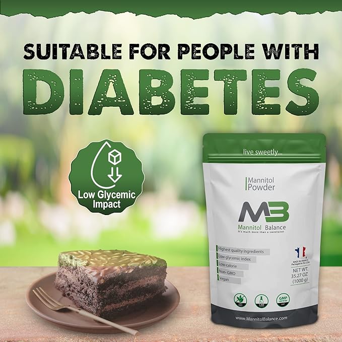 The Original Mannitol Balance - 1kg (2.2 lbs) Mannitol Powder - Natural Sugar Alternative Sweetener - Pure, Healthy, GMO-Free, Vegan - Low Calorie & Glycemic Index Supplemen