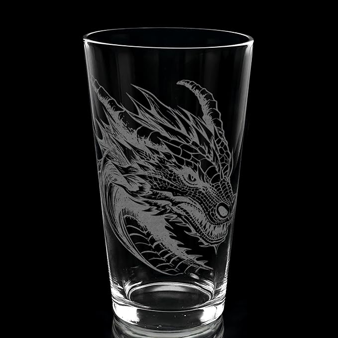 LumEngrave DRAGON Engraved Pint Beer Glass | Great gift for fantasy creature enthusiasts!
