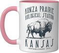KONZA PRAIRIE, KANSAS. BISON DESIGN Ceramic Mug, Pink/White