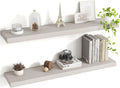 36 Inch Floating Shelves, 8 Inch Deep Floating Shelves for Wall, Hanging Shelf with Invisible Brackets, Deep Shelves for Bathroom, Bedroom, Living Room, Grey, Set of 2