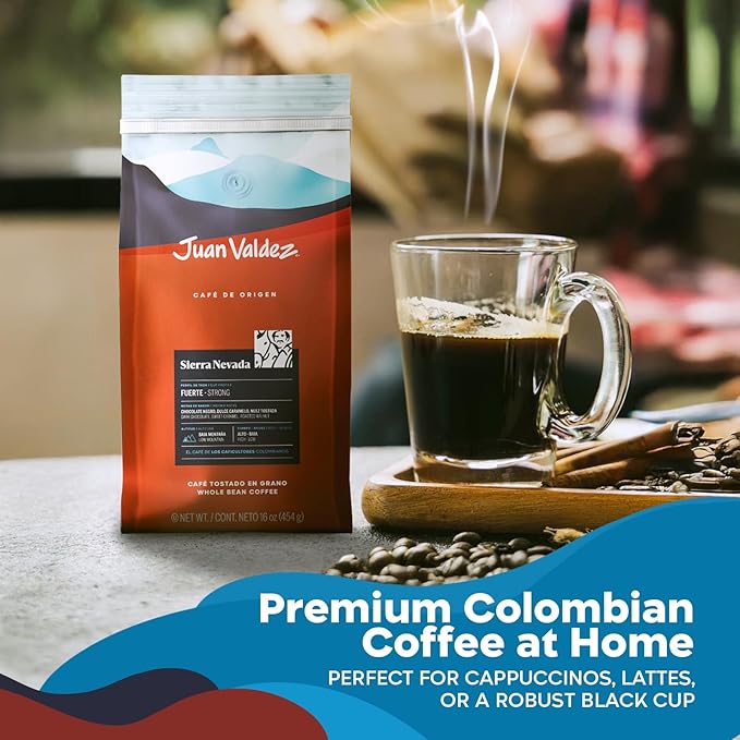 Juan Valdez Sierra Nevada Whole Bean Coffee | 100% Colombian Coffee | Single Origin with Notes of Chocolate, Caramel & Roasted Nuts | 16 oz / 454 gr