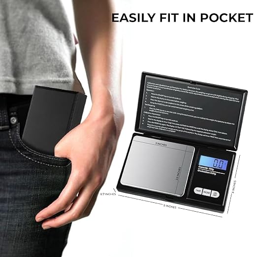 200g X 0.01g Digital Mini Pocket Scale, Weight Scale for Kitchen with Backlit LCD Display, Portable Travel Jewelry Herb Scale for Small Food