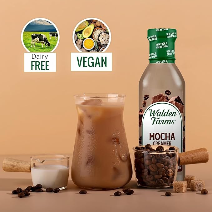 Walden Farms Mocha Coffee Creamer – Zero Calorie, Sugar Free, Keto & Fat Free Non-Dairy Creamer for Coffee & Espresso – 12 oz Bottle