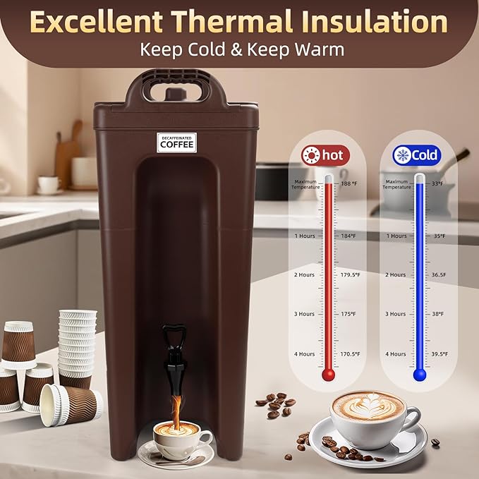 YUANHAO 5 GAL Brown Insulated Beverage Dispenser