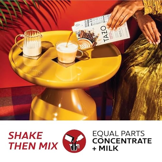 TAZO Espresso Chai Latte, Black Tea Concentrate, Easy to Serve Espresso Chai Tea for Everyday Cafe Style Lattes, Hot or Iced Coffee-like experience, Barista Approved, 32oz Tea Mix Carton