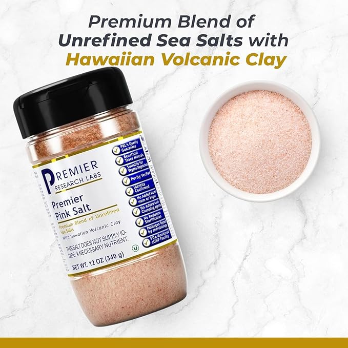 Premier Research Labs Pink Salt - Hawaiian Red Alaea Sea Salt Blend for Food, Cooking, and Eating - Flaky, Unrefined, and Additive-Free, 12 oz (Pack of 2)
