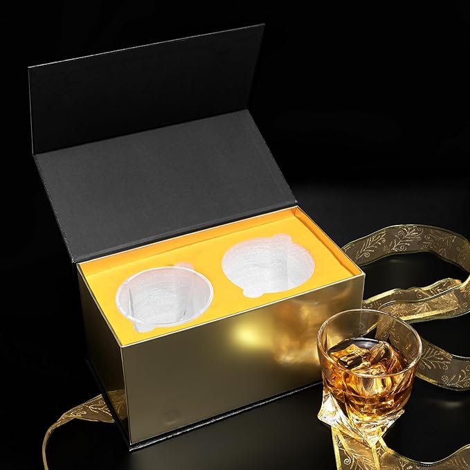 KANARS Old Fashioned Whiskey Glasses with Luxury Box - 10 Oz Twisted Liquor Tumblers for Scotch, Bourbon, and Cocktail Drinks - Set of 2 - Men Gift for Christmas Birthday Anniversary